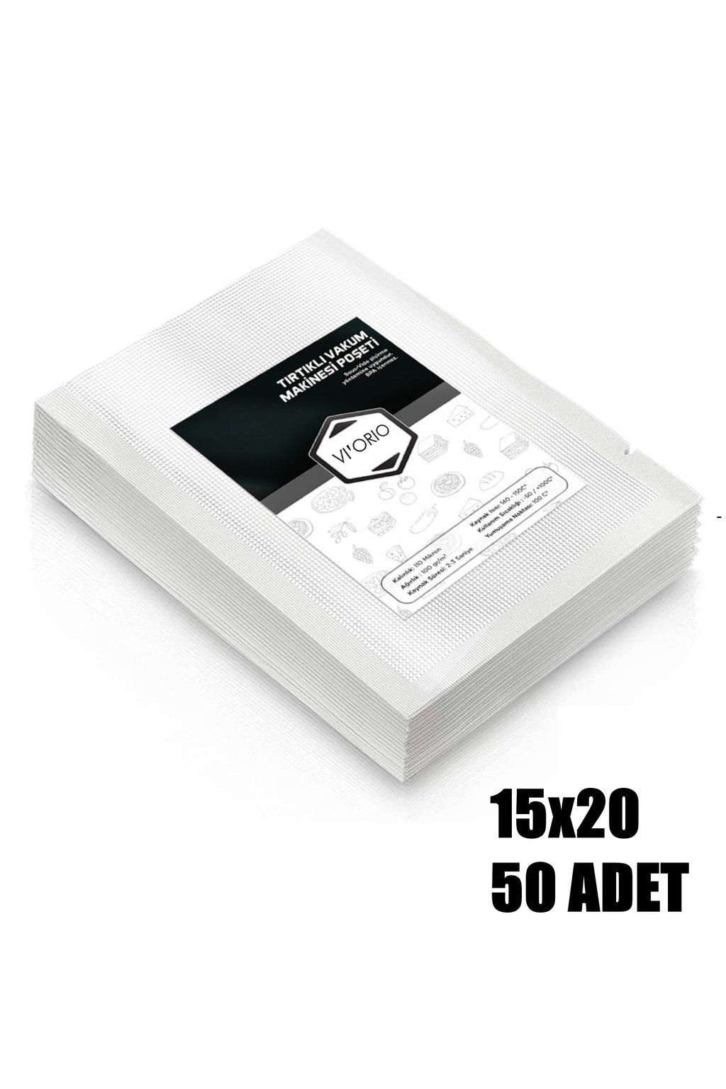 15x20 Tırtıklı Vakum Makinesi Poşeti 50 Adet