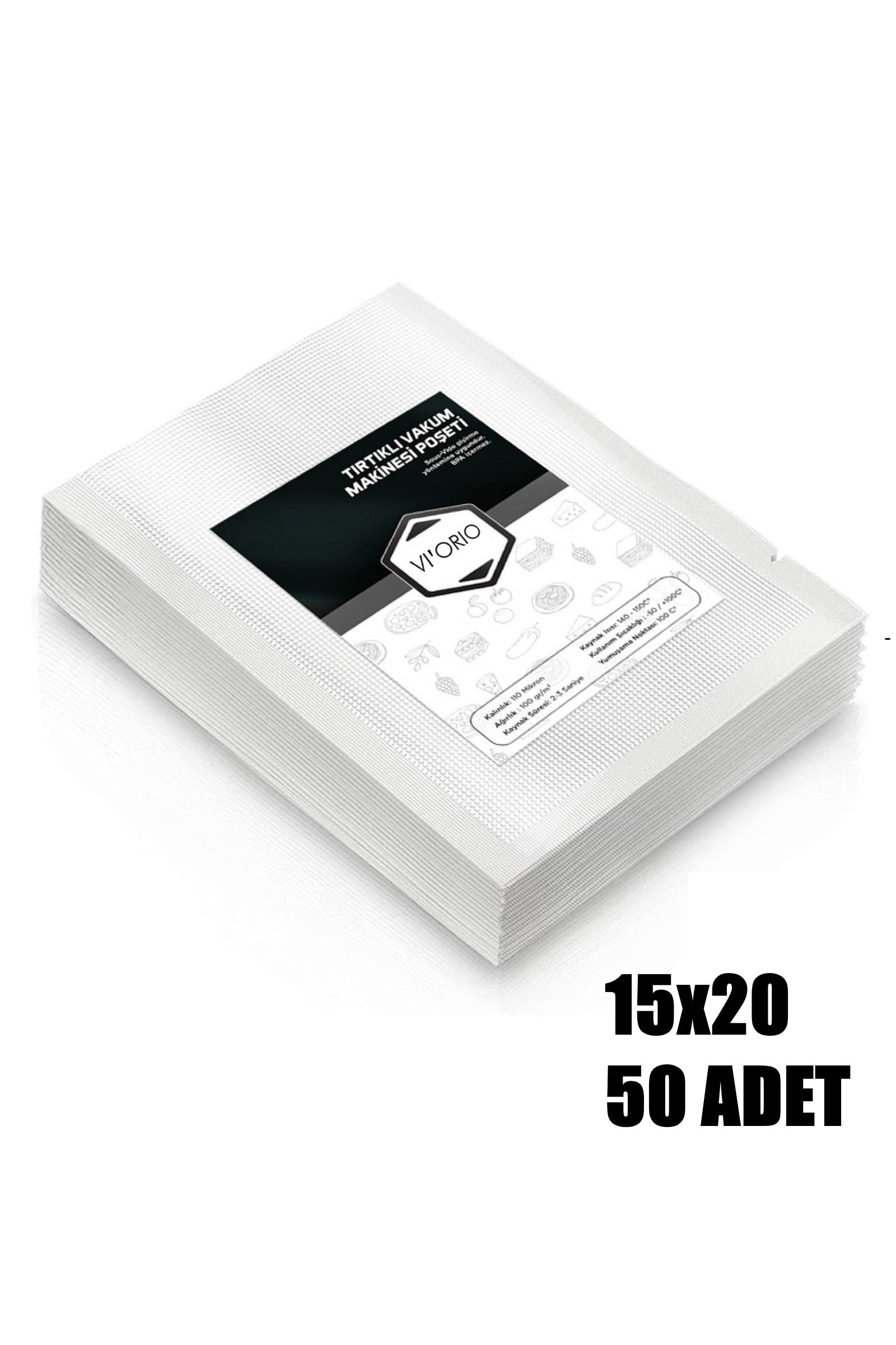 15x20 Tırtıklı Vakum Makinesi Poşeti 50 Adet