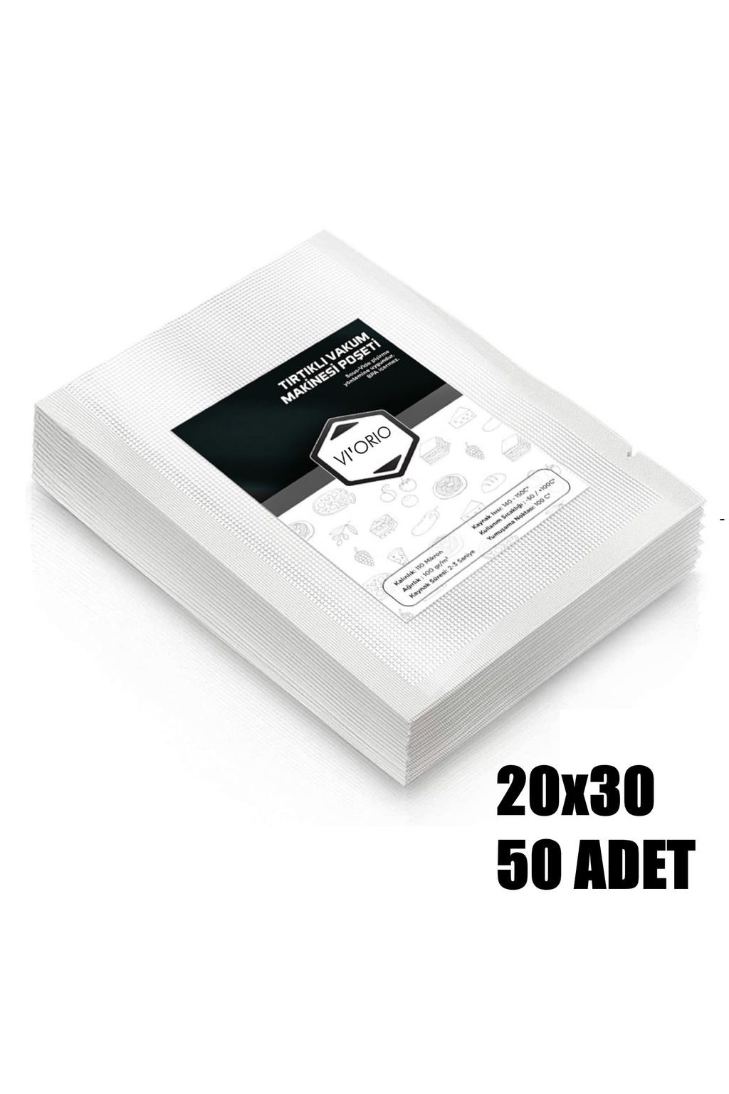 20x30 Tırtıklı Vakum Makinesi Poşeti 50 Adet