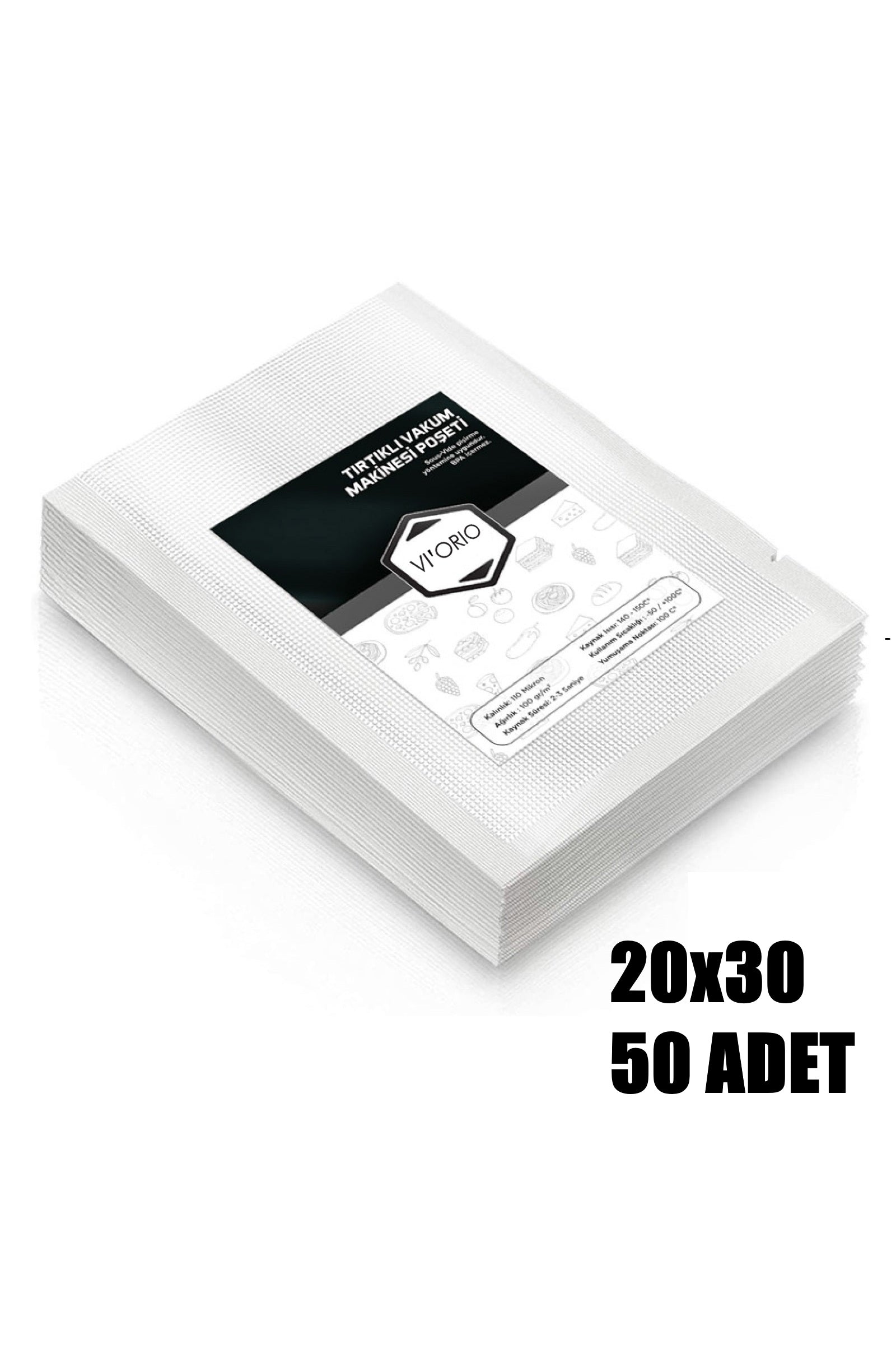 20x30 Tırtıklı Vakum Makinesi Poşeti 50 Adet
