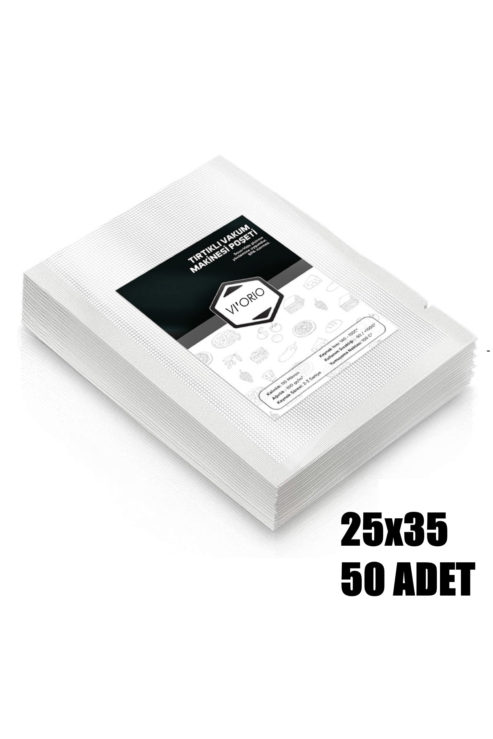 25x35 Tırtıklı Vakum Makinesi Poşeti 50 Adet